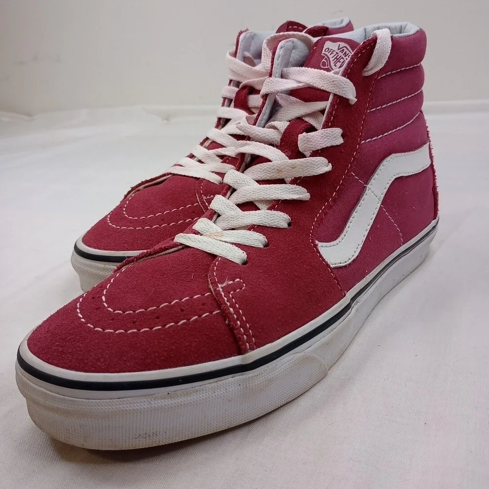 Vans Sk8-Hi Shoes Maroon W8 M6.5‎ Canvas Casual High Top Skater Sneakers 721356